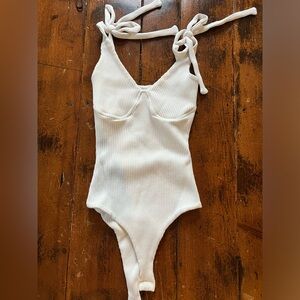 White Ribbed Bodysuit princess polly